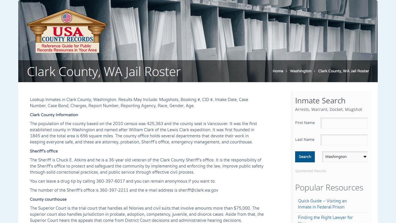 Clark County, WA Jail Roster | Name Search